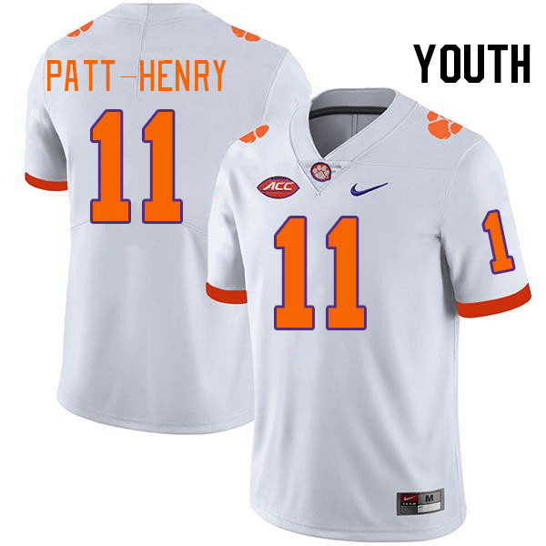 Youth #11 Olsen Patt-Henry Clemson Tigers College Football Jerseys Stitched-White